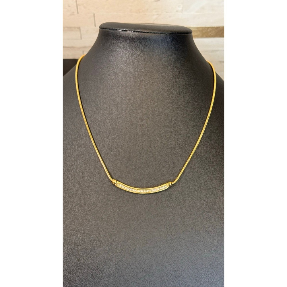 Petite Vintage Gold Tone Avon Rhinestone Necklace